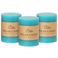 3x4 Inch Blue Pillar Candles Set of 3 - Decorative Unscented Pillar Candles Long Burning Dripless Candles for Home Table Decor Smokeless Large Pillar Candles for Wedding Dinner Party Rustic Decor