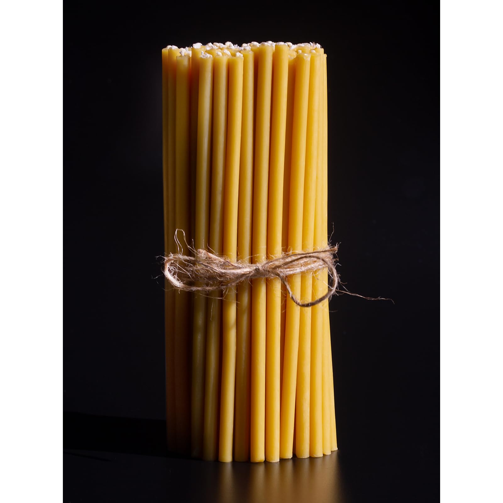 CANDWAX 100 Pack Thin Beeswax Taper Candles - 7 Inch Tall Yellow Candles for Meditation Church Easter Home Use Christmas Hanukkah & More - Pure Beeswax Candles Bulk