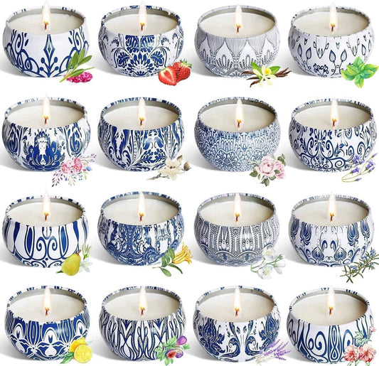 YOROXRG Scented Candles Gifts Set 16 Pack Soy Wax Travel Tin Jar Candles for Home 2.5 OZ Scented Candles for Mom for Christmas Birthday Thanksgiving Mothers Day