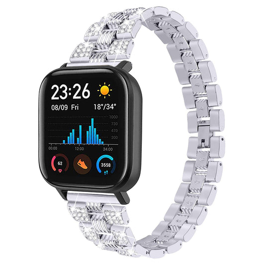 Chofit Bling Bands Compatible with Amazfit GTS/GTS2/GTS 2 mini for Women Replacement Metal Bracelet Rhinestone Jewlery Wristband for Amazfit Bip Smartwatch