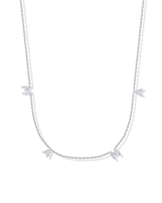 PAVOI Rhodium Plated Mama Pendant Necklace for Women | Mother Day Gift Chain | Dainty Gold Chain Necklace for Moms