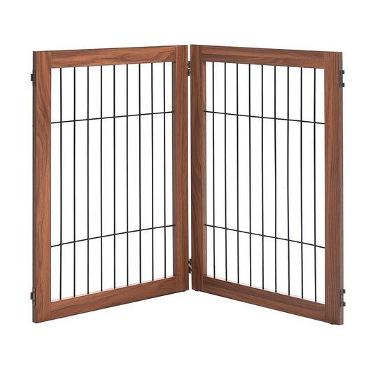 beeNbkks Extended Panels Pet Playpen Freestanding Pet Gate 2 Panels Foldable Pet Gate for Stairs Doorways House Wood Indoor Pet Barrier Fence for Dogs & Puppies