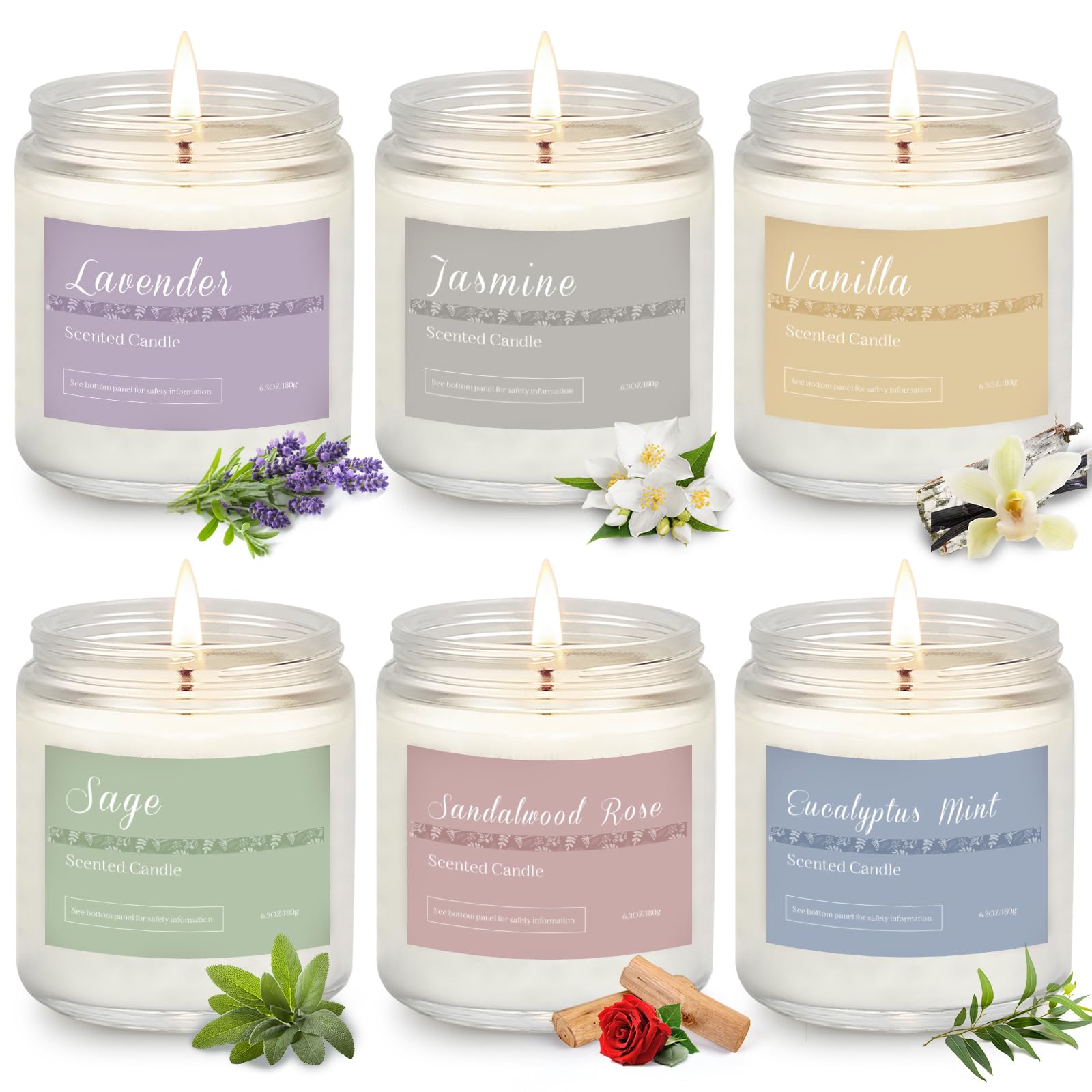 6 Pack Candles for Home Scented Aromatherapy Candles Gifts Set for Women Lavender Candle 37.8 oz 300 Hour Long Lasting Candles Stocking Stuffers Birthday Valentine Christmas Anniversary Present