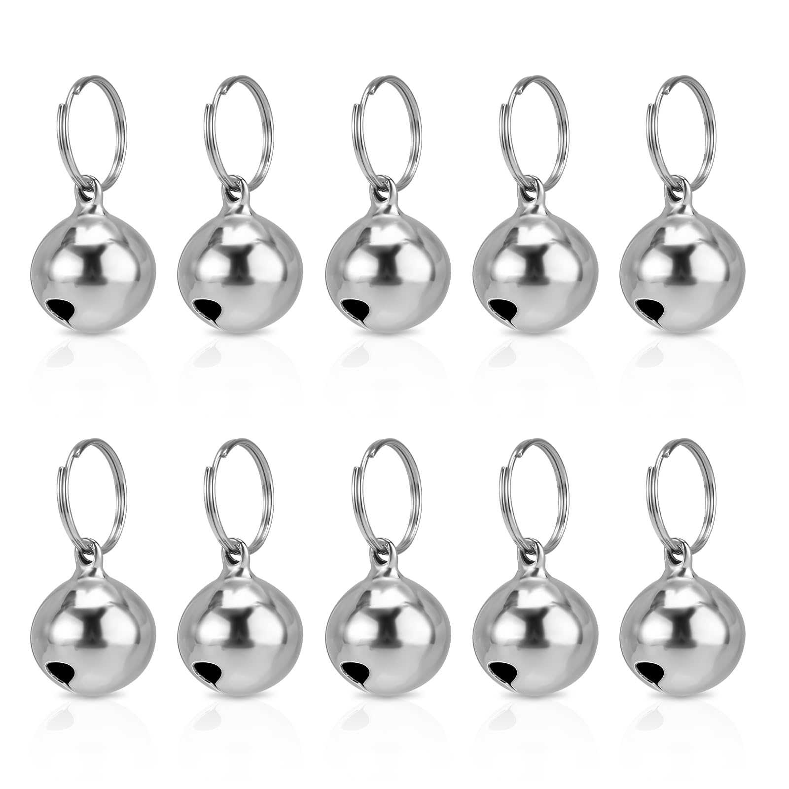 EupHHonycs 10PCS Pet Bells for Dog and Cat Jingle Bells for Pet Collar Charm Pet Tracking Small Bells for DIY Crafts Accessories Pet Daily Use Pet Pendant（sliver Color）