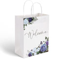 Chinco 24 Pieces Welcome Bags Wedding Gift Bags for Hotel Guests Black Letters Wedding Bags with Handles Paper Wedding Welcome Gift Bags Party Favors Bags for Wedding Birthday Party Supplies (Blue)