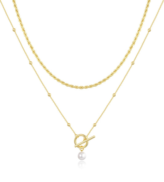 Jewlpire 14k Plated Gold Layered Necklaces for Women Gold Necklace Set Cuban Link Snake Chain Paperclip Layered Chains Twisted Rope and Twisted Chain Trendy Layering Necklace