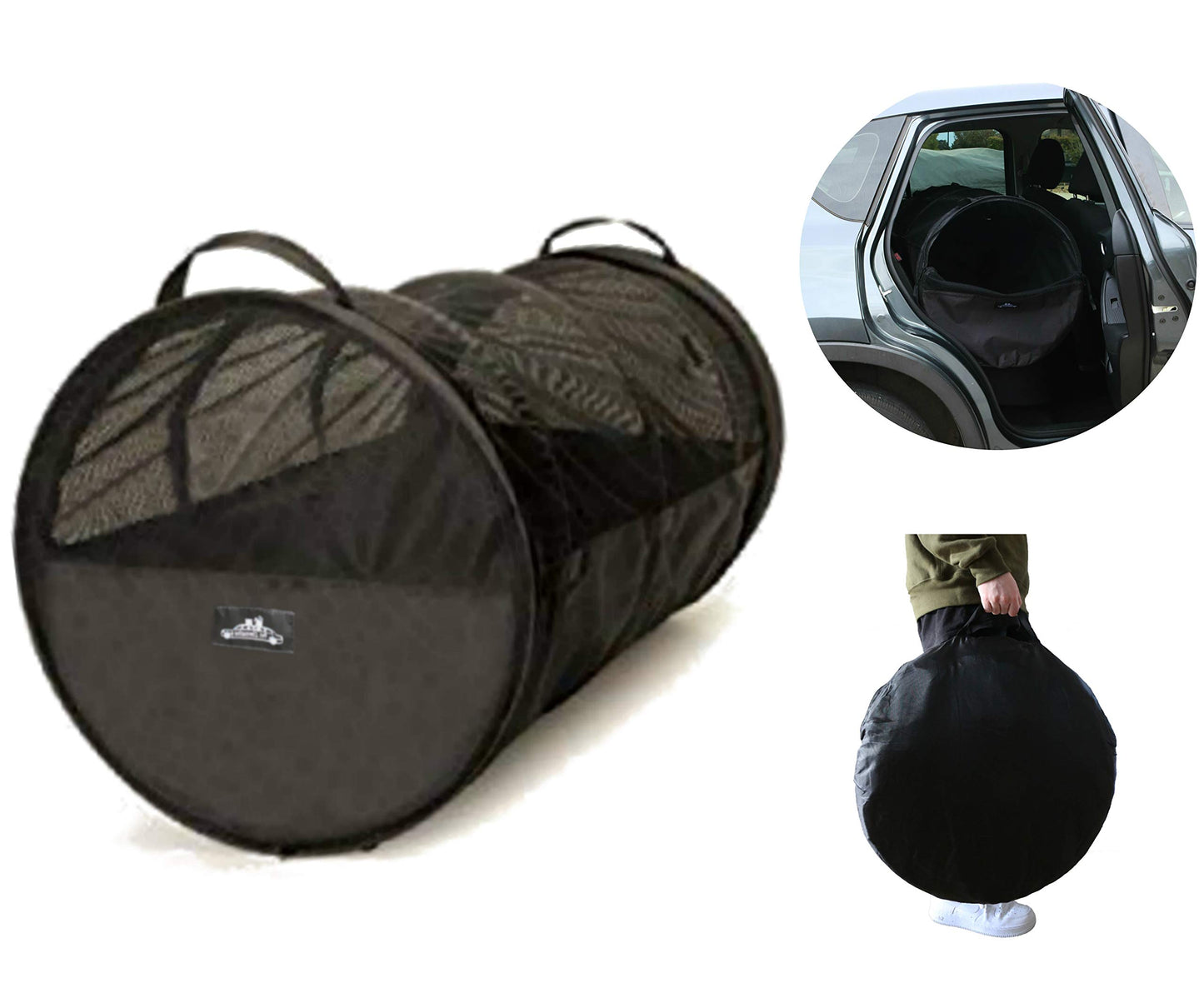 Pet Travel Tube Car Crate Kennel Pet Containment Barrier Mesh Tube Soft Pet Cage One Large Size Fits All