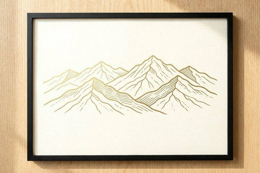 Golden Mountain Range Line Art Print