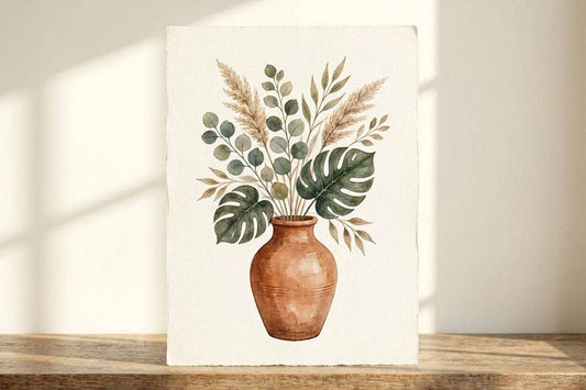 Boho Terracotta Vase Botanical Print