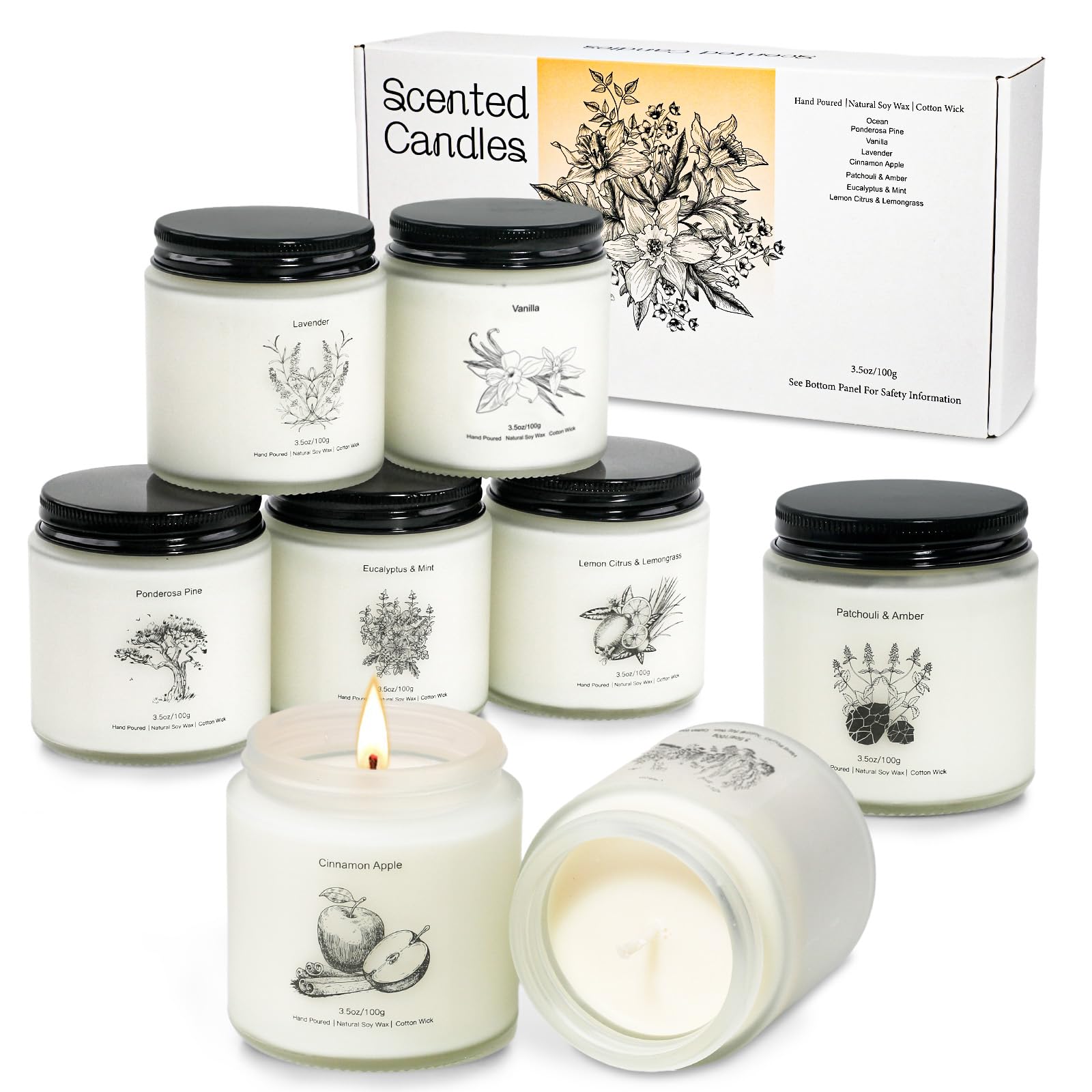 8 Pack Candles for Home Scented Aromatherapy Candles Gifts Set for Women Natural Soy Wax Jar Candles Set Stocking Stuffers for Women and Birthday Valentines Day Christmas Gifts