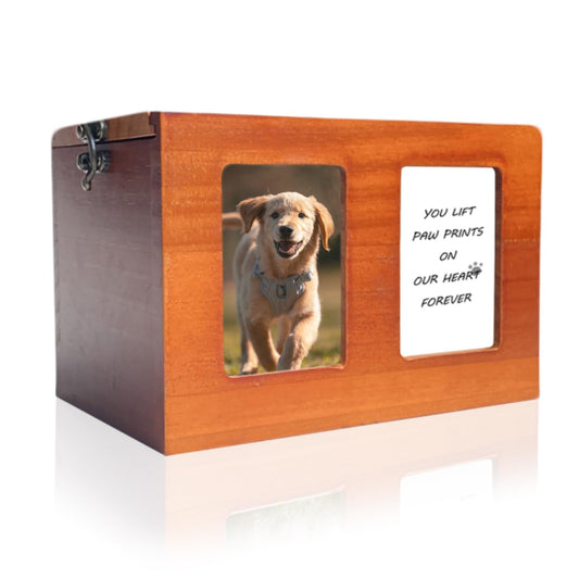 Pet Urns for Dog Pet Cremation Box Wooden Dog Cremation Box for Ashes Cat Urns Pet Memory Box with Photo Frame Memorial Card for Pet