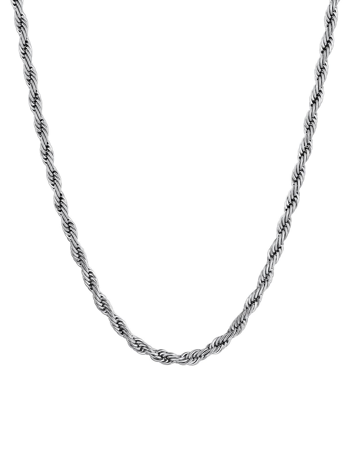 Men Gifts Silver Necklace Chains for Men Stainless Steel Necklace Mens Jewelry Mens Chains 50cm 3mm Rope Chain Necklace for Women 3mm 20 Inch Chain