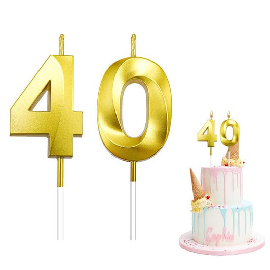 Birthday Candles for Cake Gold Number 40 Birthday Candles Happy Birthday Numeral Candle Number Candles for Cake Decorations for Birthday Party Wedding Anniversary Graduation Celebration