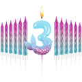MTLEE 13 Pcs Birthday Candles Set 1 Mermaid Birthday Candle with 12 Pcs Rainbow Spiral Candles Mermaid Cake Toppers Mermaid Birthday Decorations Mermaid Theme Birthday Cake Candles (Number 3)
